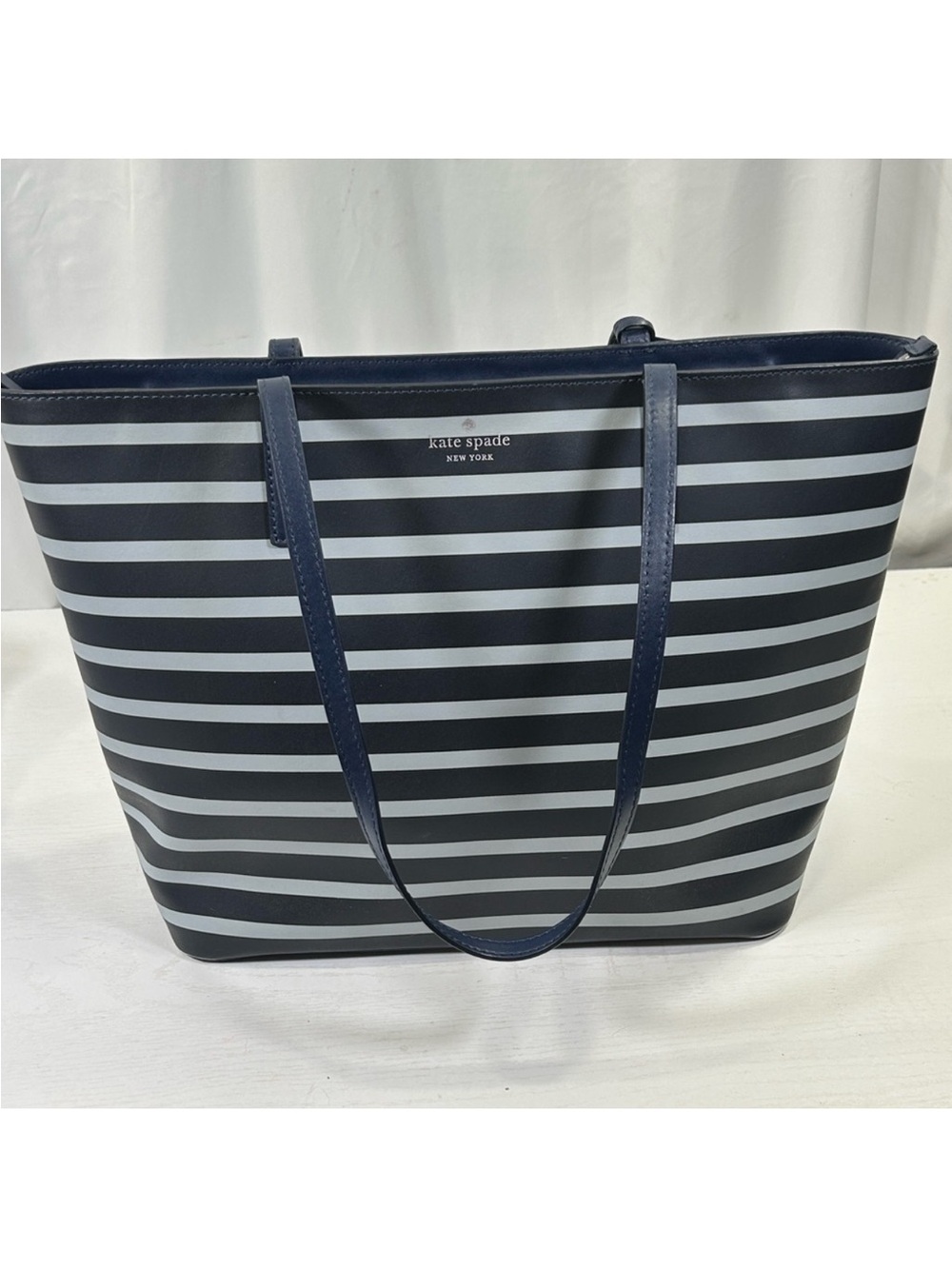 Kate Spade Janie Navy and White Striped Tote